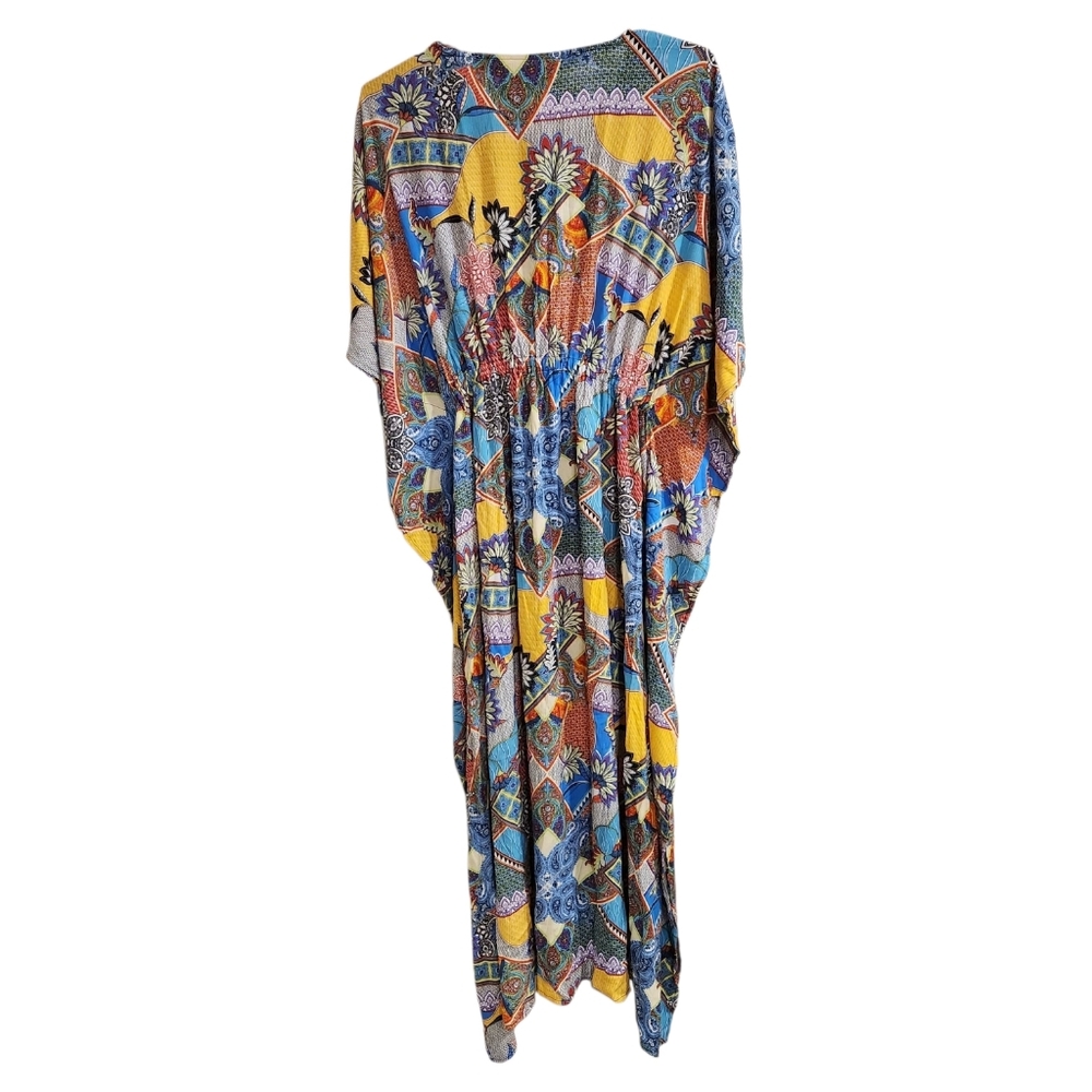 Attitudes By Renee Mumu Maxi Dress Womens Sz S Vibrant Floral Boho Kaftan - Picture 2 of 10